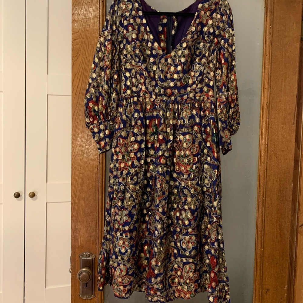 VINTAGE Navy And Gold Dress